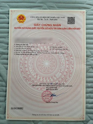 Bán đất gần ngày khu công nghiệp Đồ Sơn.