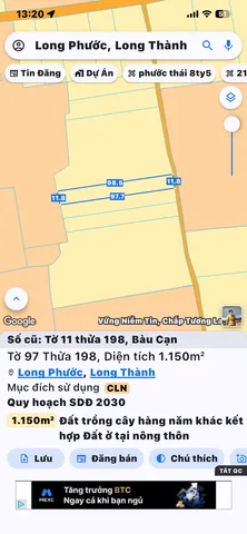 1150m2 gần sân bay long thành giá bán 1ty950