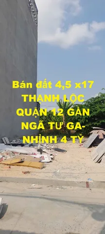 Bán đất Thạnh Lộc 40 Quận 12 76,5m2 ngang 4,5m hẻm xe hơi gần Ngã Tư Ga, 4,4 tỷ
