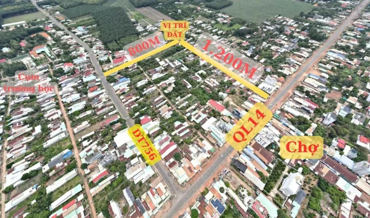 Bán lô đất tại chợ minh lập chơn thành mặt tiền ql14 (316,4m2 shr) 485tr bao sổ
