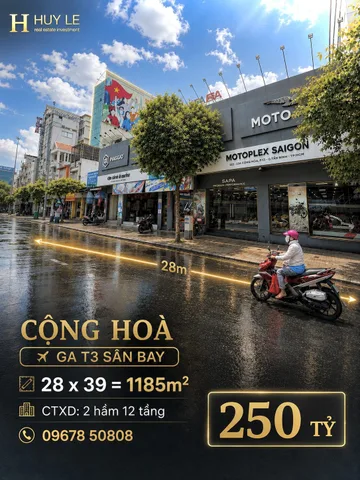 11588m2 đất mặt tiền số 223-233 Cộng Hoà, Ga T3  [ 27,1 x 39m ]