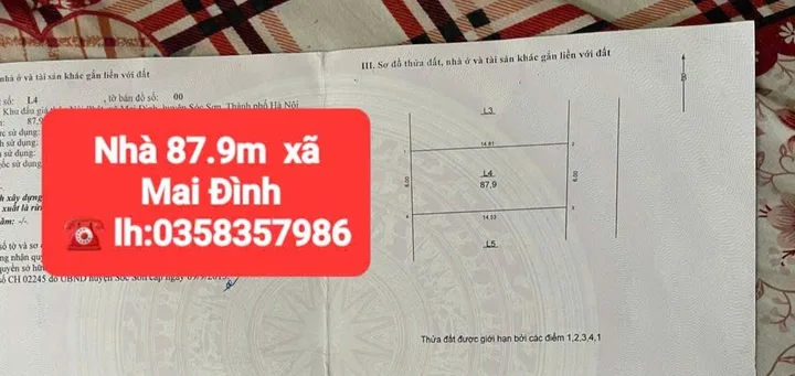 Bán nhà 87.9m² full thổ cư ngang 6m giá 7.05 tỷ tại Xã Sóc Sơn