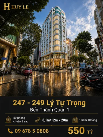 Bán Hotel 247 - 249 Lý Tự Trọng . 2 mặt tiền Bến Thành Quận 1