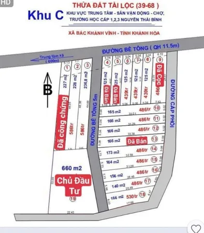 Bán đất 170.5m² có sẵn 170m² thổ cư ngang 8m giá 400 triệu tại Xã Bắc Khánh Vĩnh