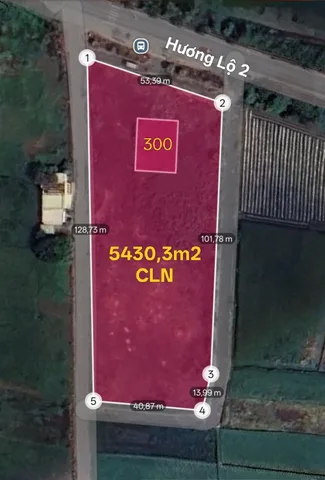 Bán đất MẶT TIỀN HƯƠNG LỘ 2 -  5730,3m² có sẵn 300m² thổ cư ngang 128m giá 50 tỷ tại Xã Nhuận Đức