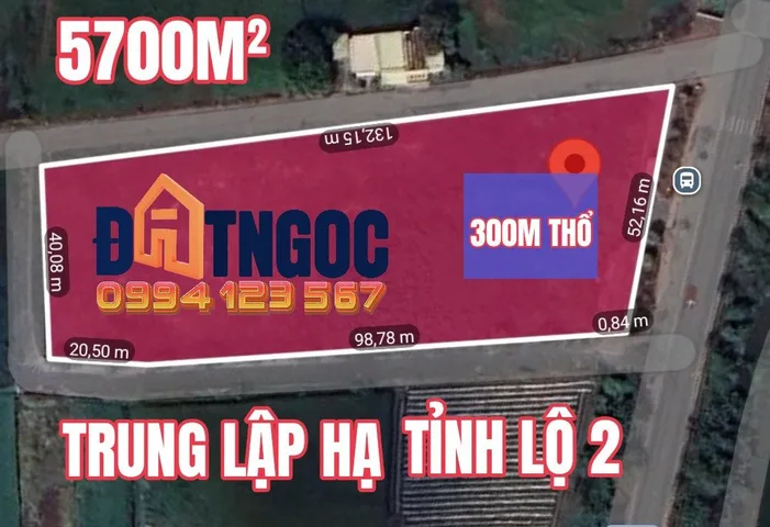 🟥Bán đất 5700m² mặt tiền Tỉnh Lộ 2 có sẵn 300m² thổ cư ngang 50m giá 49.99 tỷ tại Trung Lập Hạ