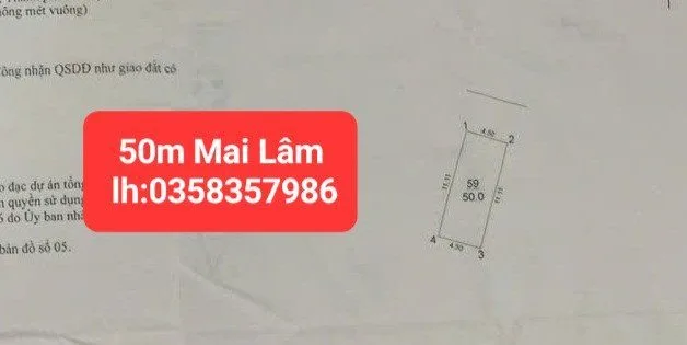 Bán đất 50m² full thổ cư ngang 4.5m giá 7.25 tỷ tại Xã Đông Anh