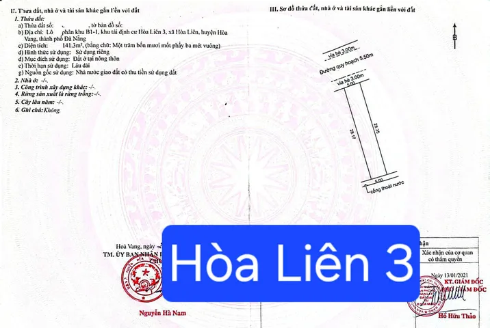 Bán đất TĐC Hòa Liên 3 - DT 141m2 - phường Liên Chiểu