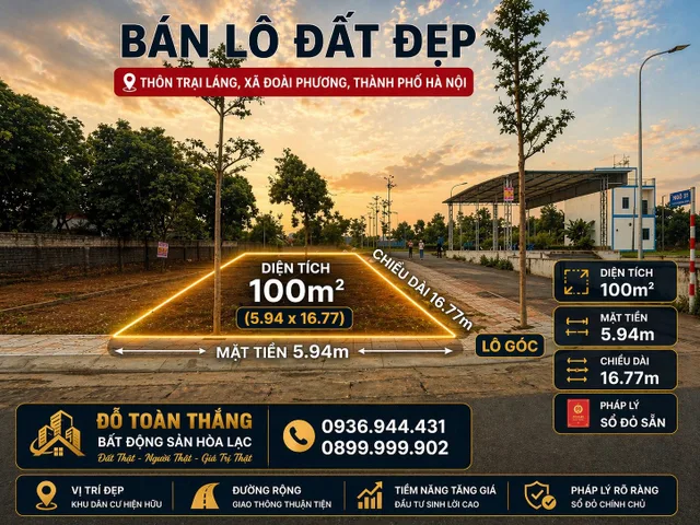 CẦN TIỀN XOAY VỐN – BÁN GẤP LÔ GÓC 2 MẶT TIỀN 100m² FULL THỔ CƯ