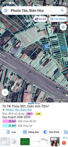 Bán đất 71.9m² có sẵn 55m² thổ cư ngang 5m giá 1.08 tỷ tại Phường Phước Tân