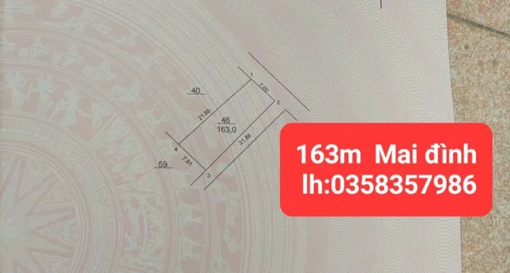 Bán đất 163m² có sẵn 13m² thổ cư ngang 7.91m giá 7.4 tỷ tại Xã Sóc Sơn