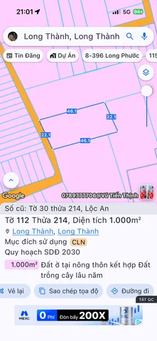 Bán đất 1000.4m² ngang 22m giá 8.3 tỷ tại Xã Long Thành