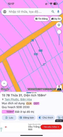Bán đất 159.4m² có sẵn 159m² thổ cư ngang 6m giá 1.89 tỷ tại Phường Tam Phước