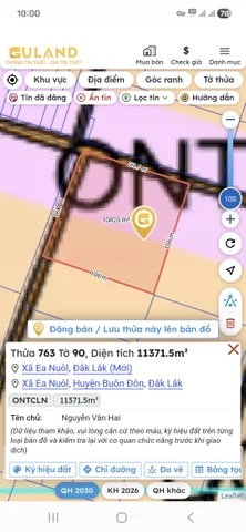 Bán đất 2000m² có sẵn .m² thổ cư ngang 18m giá 2 tỷ tại Xã Ea Nuôl