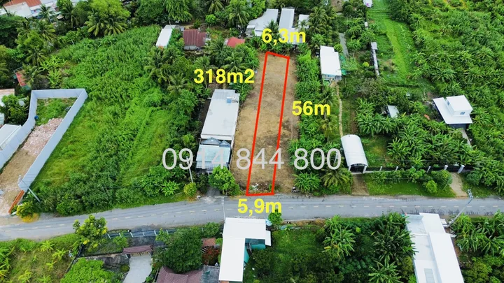 Bán đất 318m² có sẵn 159,7m² thổ cư ngang 5,9m giá 2,85tỷ tại Phường Cái Răng, Cần Thơ. Lộ Hậu Tân Thạnh Tây.