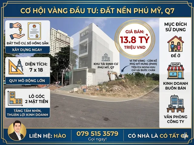 Hàng Độc Bản  Quận 7: Lô Góc 2 Mặt Tiền Sát Vách Phú Mỹ Hưng - Chỉ 1 Lô Duy Nhất!