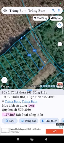 Bán đất 127m² full thổ cư ngang 5m giá 850 triệu tại Xã Trảng Bom
