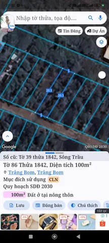 Bán đất 100m² ngang 5m giá 550 triệu tại Xã Trảng Bom