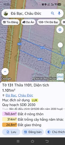1100m2 16m mặt tiền có 80 thổ cư Phước An