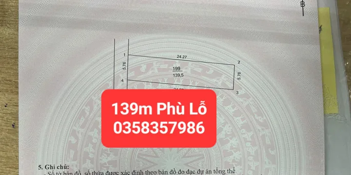 Bán đất 139.5m² full thổ cư ngang 5.78m giá 7.73 tỷ tại Xã Sóc Sơn