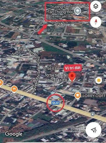 Bán đất 224.9m² có sẵn 200m² thổ cư ngang 6,2m giá 3.8 tỷ tại Xã Củ Chi
