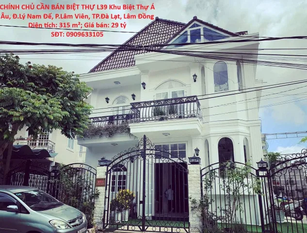 BIỆT THỰ ĐẸP–GIÁ TỐT –CHÍNH CHỦ CẦN BÁN BIỆT THỰ L39 Khu Biệt Thự Á Âu, Đ.Lý Nam Đế, P.Lâm Viên, TP.Đà Lạt, Lâm Đồng