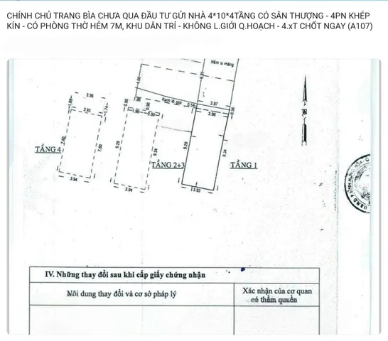 CHÍNH CHỦ TRANG BÌA CHƯA QUA ĐẦU TƯ GỬI NHÀ 4*10*4TẦNG CÓ SÂN THƯỢNG - 4PN KHÉP KÍN - CÓ PHÒNG THỜ HẺM 7M, KHU DÂN TRÍ - KHÔNG L.GIỚI Q.HOẠCH - 4.xT CHỐT NGAY (A107)

☎ 0902 106 911 xem nhà và gặp chính chủ