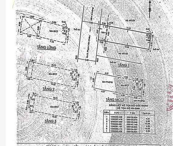 Bán nhà 57.1m² có sẵn 57m² thổ cư ngang 4m giá 7.8 tỷ tại Phường An Hội Đông. DTS 193 m2