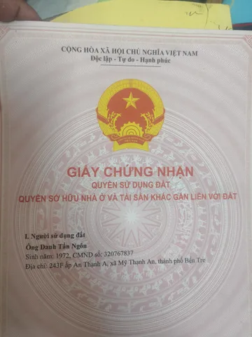Đất bến tre xã mỹ thạnh an cũ cách chợ bến tre 2km giá diện tích 3876m² gồm 256m² thổ cư 6.9 tỷ