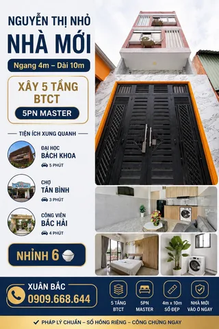 SIÊU PHẨM 5 TẦNG ĐẸP GIÁP QUẬN 10 KHU LỮ GIA - HIỆN CÓ 6 PHÒNG FULL NỘI THẤT