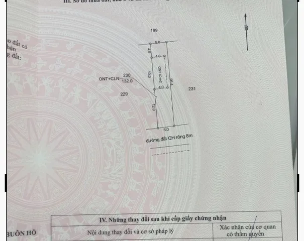 Bán đất 133.6m² có sẵn 40m² thổ cư ngang 5m giá 260 triệu tại Phường Cư Bao