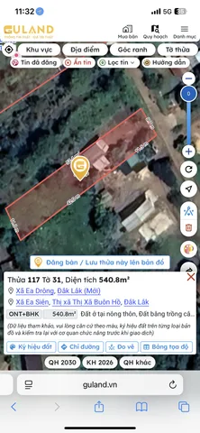 Bán đất 540.8m² có sẵn 480m² thổ cư ngang 9,7m giá 590 triệu tại Xã Ea Drông