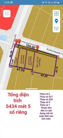 Bán đất 5434m2m² ngang 104m giá 110 tỷ tại Đường Dương Công Khi Xã Xuân Thới Sơn