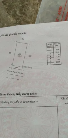Bán đất 243m² có sẵn 100m² thổ cư ngang 9.8m giá 1.45 tỷ tại Phường Cư Bao