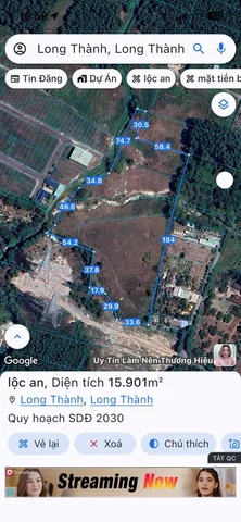 Bán đất 17000m² có sẵn 300m² thổ cư ngang 300m giá 30.6 tỷ tại Xã Long Thành