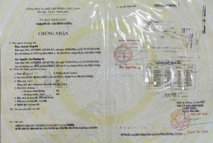 Nhà Đất đường Cô Giang Phường Dĩ An, tp Dĩ An Bình Dương