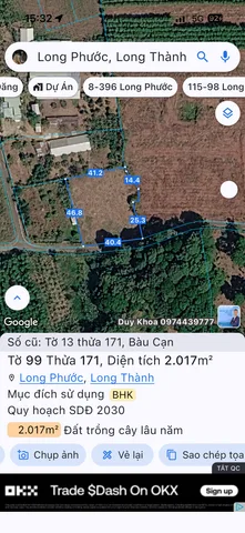 Bán đất 2017.3m² ngang 40m giá 3.5 tỷ tại Xã Long Phước