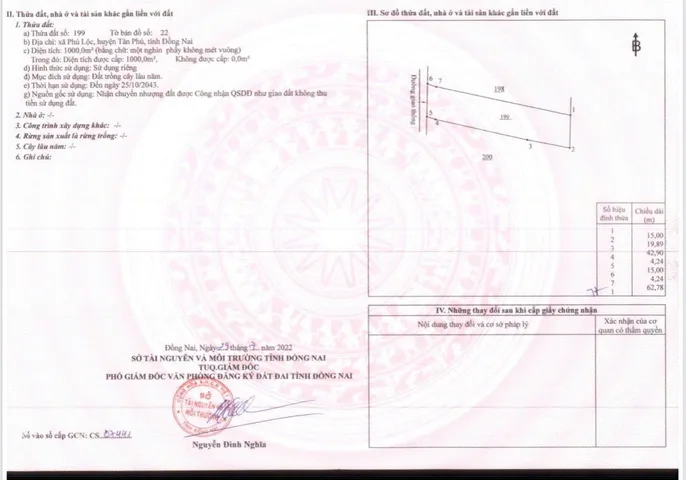 Bán đất 1000m² ngang 15m giá 625triệu tại Xã Tân Phú