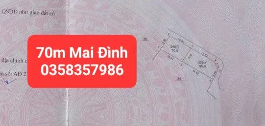 Bán đất 70m² full thổ cư ngang 4m giá 2.3 tỷ tại Xã Sóc Sơn