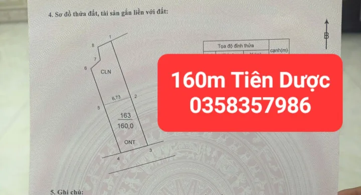 Bán nhà 160m² có sẵn 80m² thổ cư ngang 6.73m giá 6.35 tỷ tại Xã Sóc Sơn