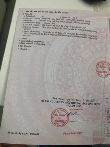Bán Nhà 711m2 Tuơng Bình Hiêp BD