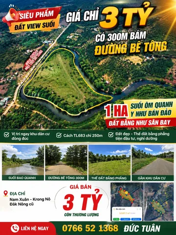 300m mặt tiền đường bê tông, nằm trong đảo kim cương bám suối xung quanh