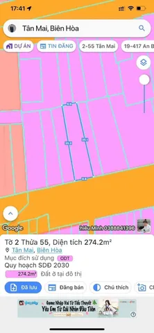Bán đất 274.2m² full thổ cư ngang 8.8m giá 26 tỷ tại Đường Trương Định Phường Tam Hiệp