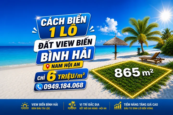 Bán lô đất view biển Đồng Trì – Bình Hải (Nam Hội An). Sáng mở cửa là thấy biển