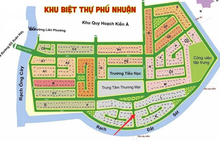 Đất 278m ngang 15.4m, lô góc 2MT đường KDC Phú Nhuận, Phước Long B, Q9 cũ.