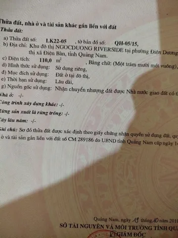 Bán đất 110m² full thổ cư ngang 5m giá 2.95 tỷ tại Phường Điện Bàn Đông
