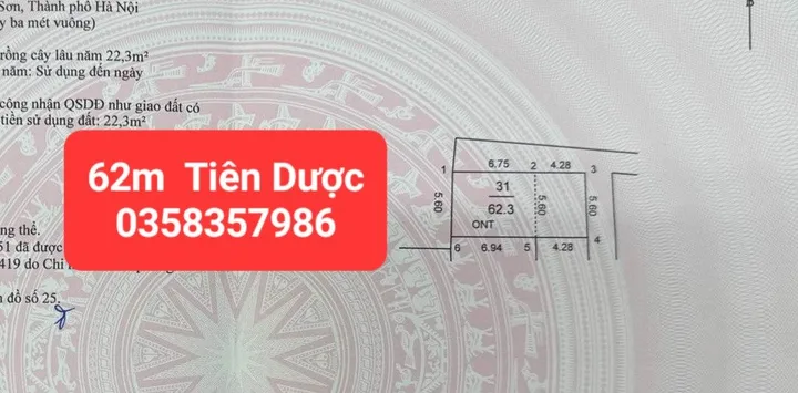 Bán đất 62m² có sẵn 40m² thổ cư ngang 5.6m giá 1.4 tỷ tại Xã Sóc Sơn