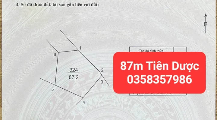 Bán đất 87m² full thổ cư ngang 5m giá 2.3 tỷ tại Xã Sóc Sơn