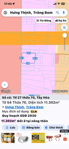 BÁN ĐẤT 2 MẶT TIỀN – GIÁ TỐT TẠI TÂY HÒA, TRẢNG BOM