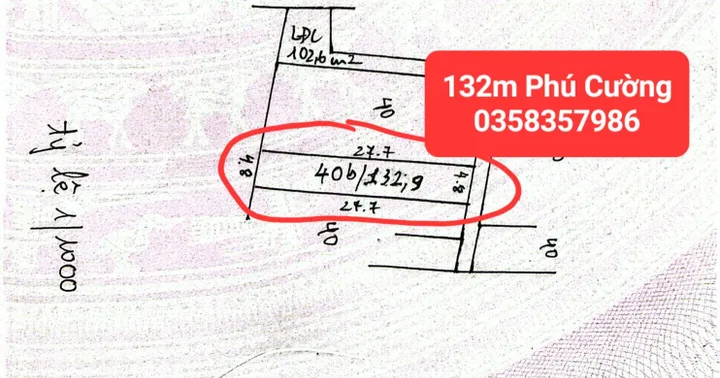Bán đất 132m² full thổ cư ngang 4.8m giá 3.2 tỷ tại Xã Nội Bài